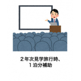 2年次見学旅行時、1泊分補助